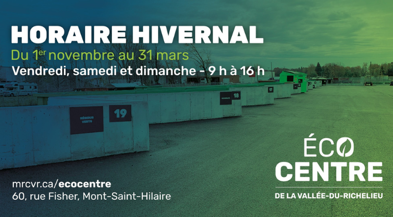 Changement d’horaire pour l’Écocentre régional