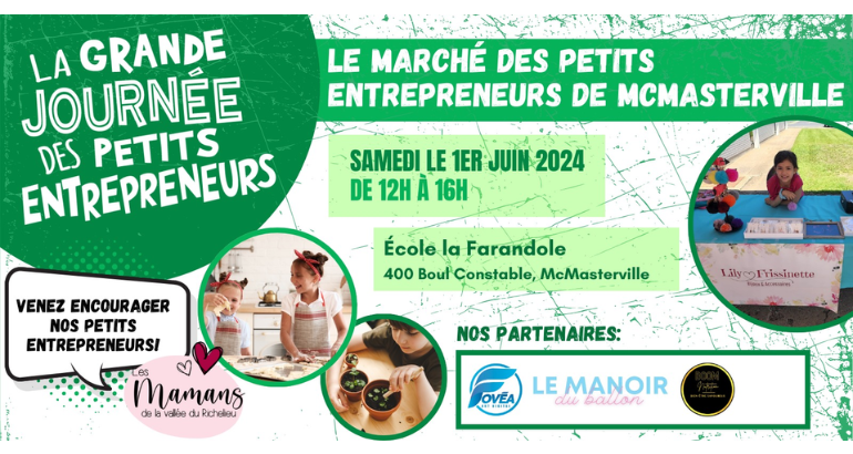 Appel aux jeunes de la vallée du Richelieu : inscris-toi à La grande journée des petits entrepreneurs!