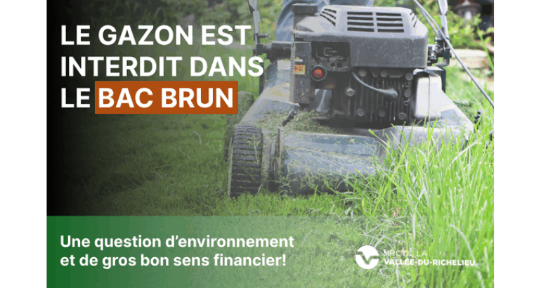 Gazon interdit dans le bac brun : une question d’environnement et de gros bon sens financier!