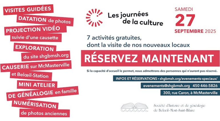 Découvrez la Société d’histoire et de généalogie à l’occasion des Journées de la culture!