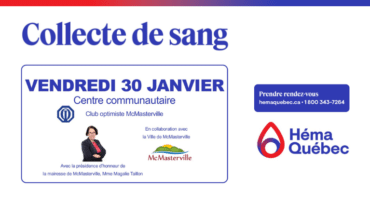 Collecte de sang Héma-Québec à McMasterville le 30 janvier