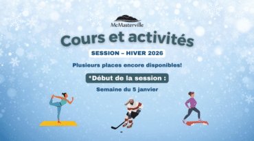 Plusieurs places encore disponibles pour les cours et activités à la programmation de la session d’hiver 2026!