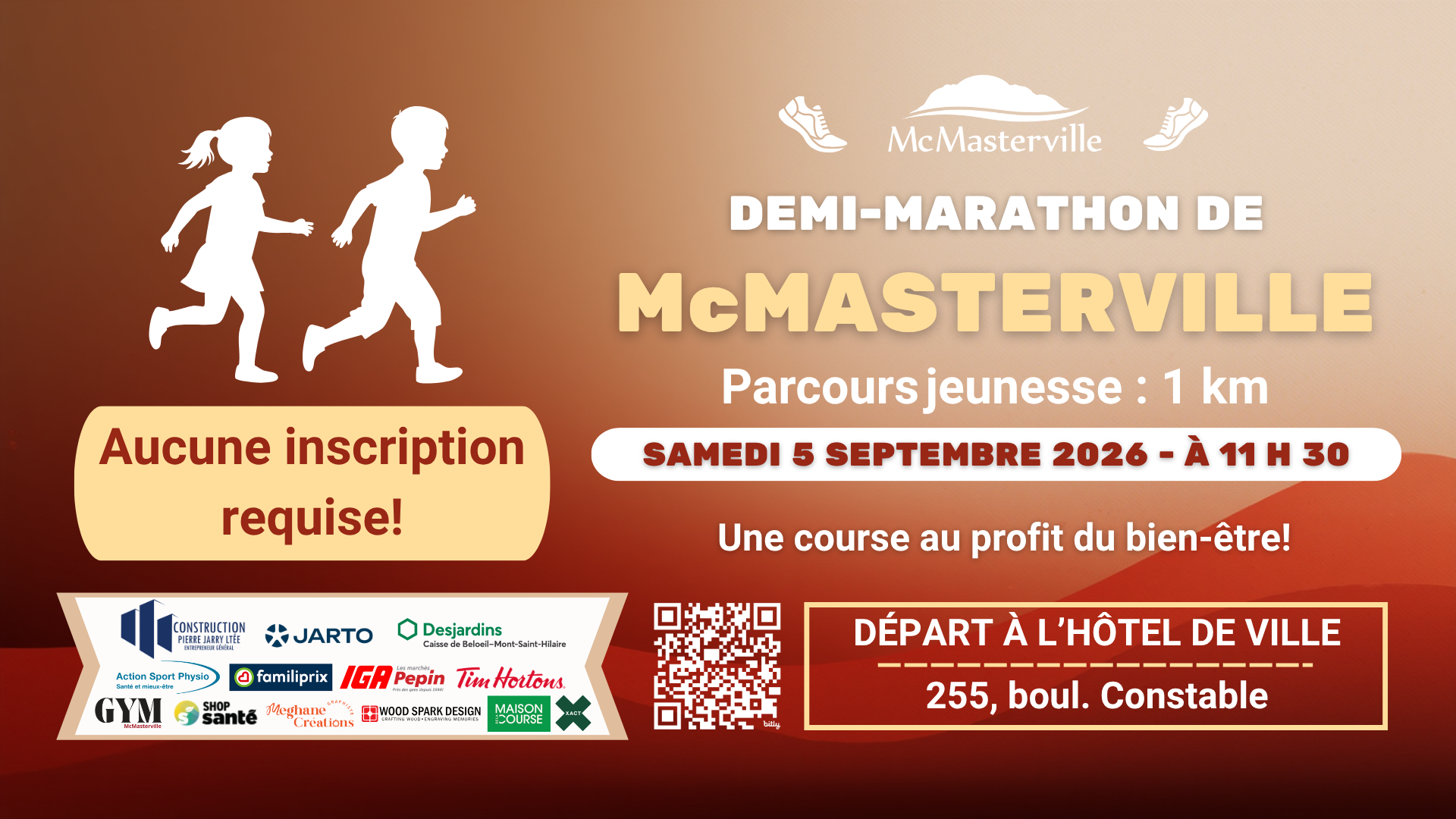 Demi-marathon de McMasterville – Un parcours jeunesse gratuit de 1 km!